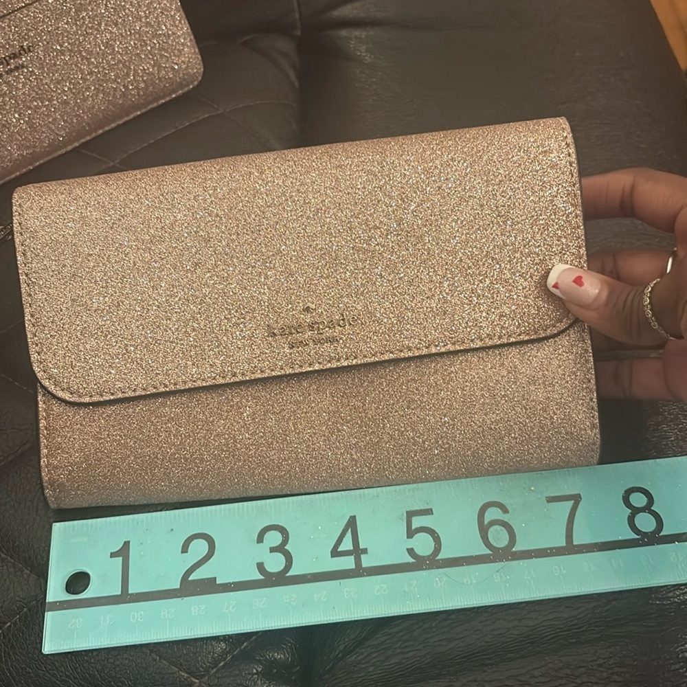 Glitter rose gold tinsel wallet wristlet